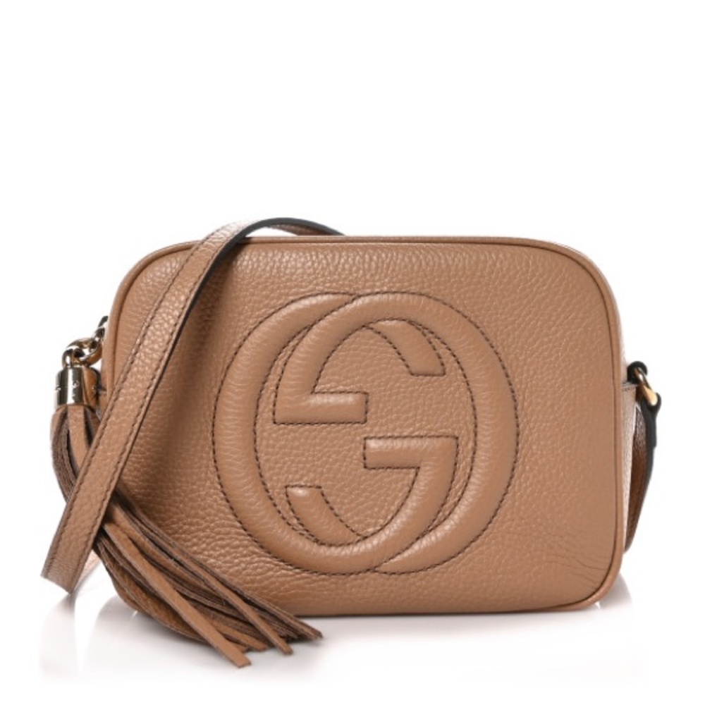 Gucci Pebbled Calfskin Disco Small Soho Bag Nude